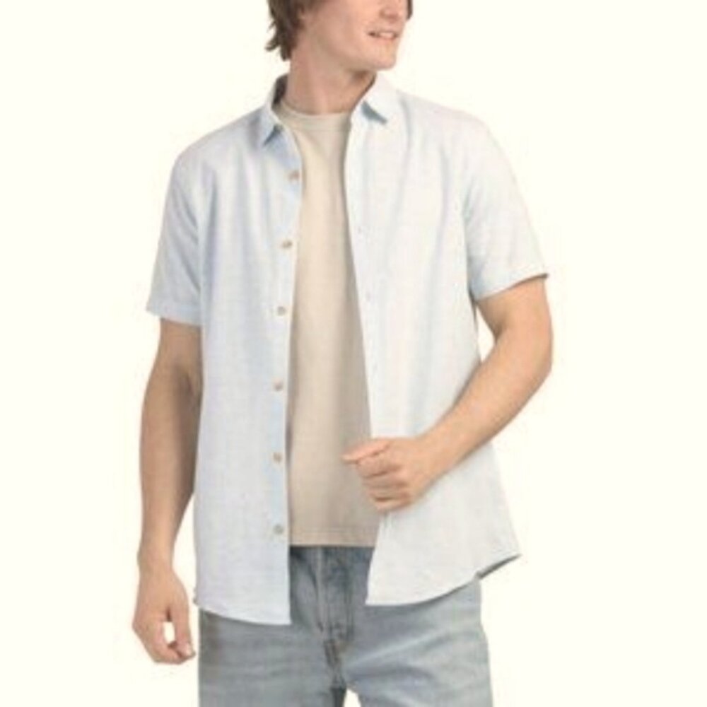 Tenth + Ocean Washable Linen Beach Resort Preppy Bloke Shortsleeve Shirt M